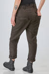 pantalone a sigaretta in crêpe gessato e lavato di viscosa, lino e poliammide - RUNDHOLZ DIP 