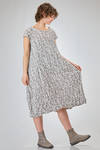 longuette dress, wide and flared in lightweight polyester froissé with small cotton flowers - SHU MORIYAMA 