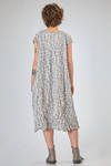 longuette dress, wide and flared in lightweight polyester froissé with small cotton flowers - SHU MORIYAMA 