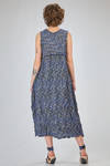longuette dress, wide and flared n lightweigh polyester froissé with small cotton abstract flowers - SHU MORIYAMA 