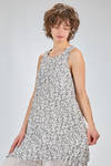 over-the-knee tunic, wide and flared in lightweight polyester froisséwith small cotton flowers - SHU MORIYAMA 