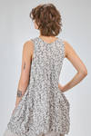 over-the-knee tunic, wide and flared in lightweight polyester froisséwith small cotton flowers - SHU MORIYAMA 