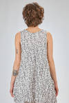 over-the-knee tunic, wide and flared in lightweight polyester froisséwith small cotton flowers - SHU MORIYAMA 