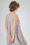 over-the-knee tunic, wide and flared in lightweight polyester froisséwith small cotton flowers - SHU MORIYAMA 