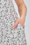 over-the-knee tunic, wide and flared in lightweight polyester froisséwith small cotton flowers - SHU MORIYAMA 