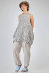 over-the-knee tunic, wide and flared in lightweight polyester froisséwith small cotton flowers - SHU MORIYAMA 