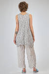 over-the-knee tunic, wide and flared in lightweight polyester froisséwith small cotton flowers - SHU MORIYAMA 